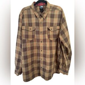 The North Face Brown Plaid Fall Snap Front Long Sleeve Shirt
